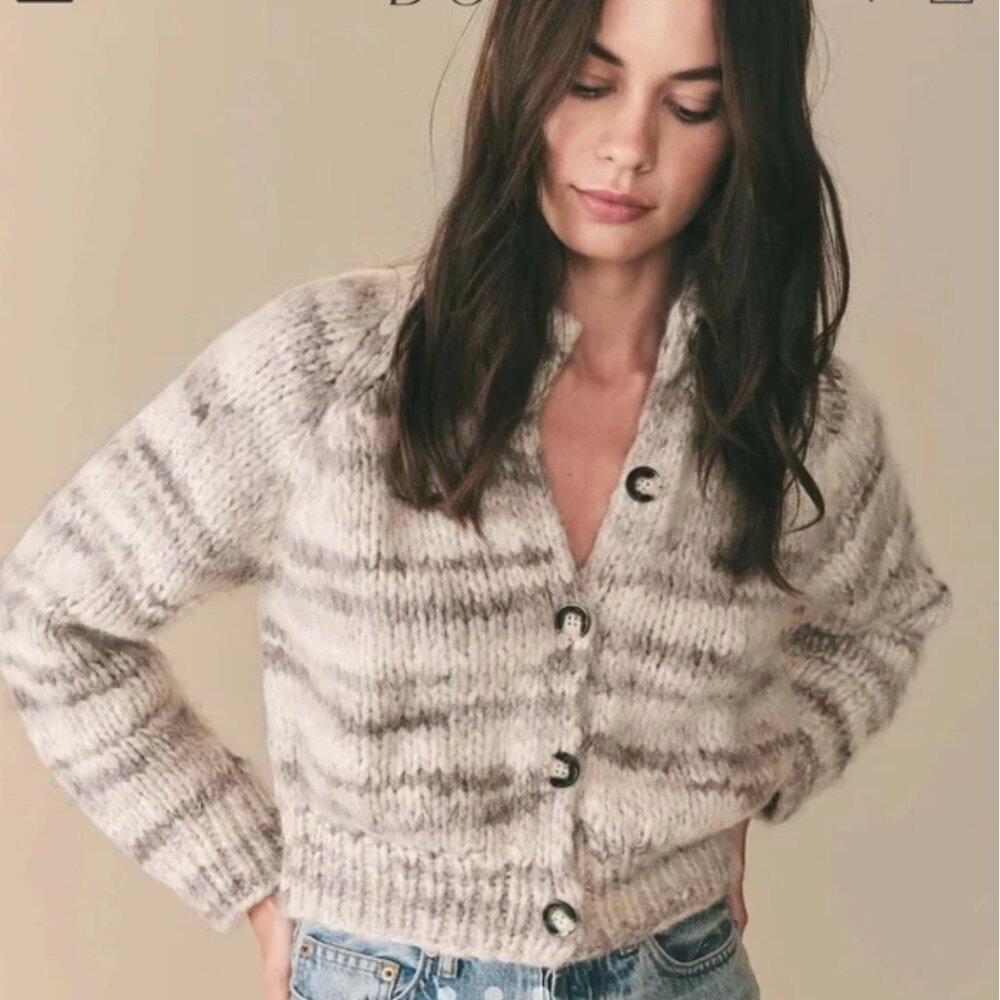 Doen Newbury Cardigan in Birch Bark Space Dye